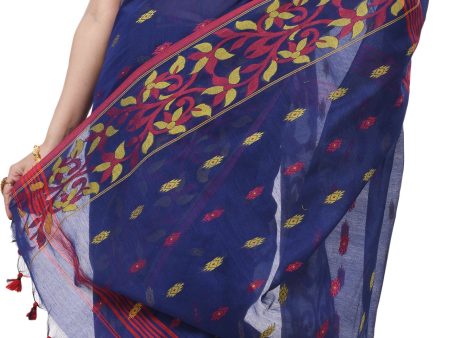 Desh Bidesh Woven Handloom Cotton Silk Saree (Blue) Hot on Sale