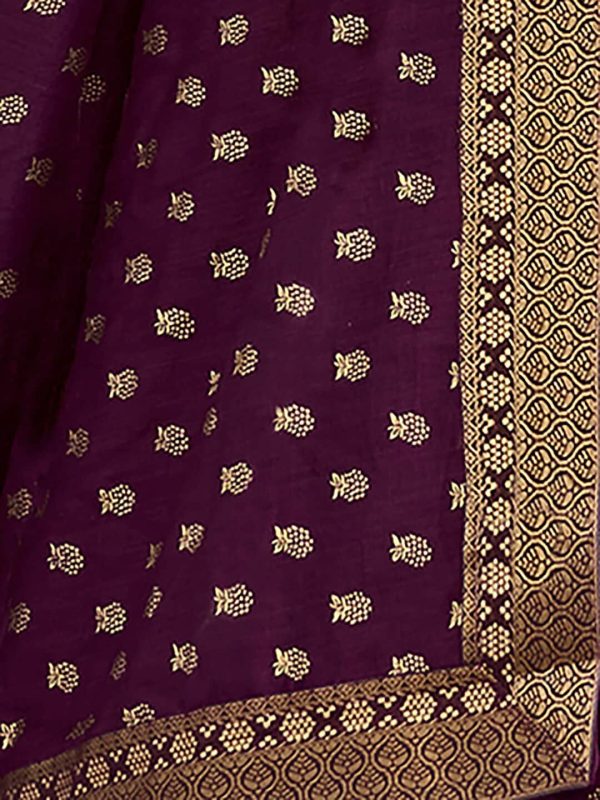 Saree Mall Purple & Gold-Toned Ethnic Motifs Printed Zari Sarees Discount