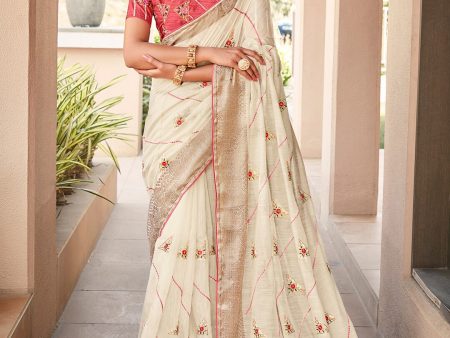 Saree Mall Floral Embroidered Sequin Embellished Zari Saree Online