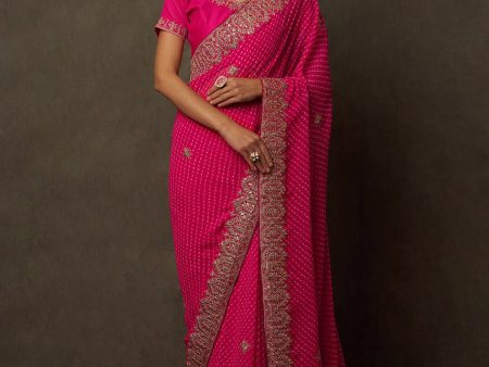 Saree Mall Bandhani Embroidered Pure Georgette Bandhani Sarees Cheap