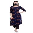 Lagi Women s Blue Printed Straight Kurta & Pant (MC38B) Fashion