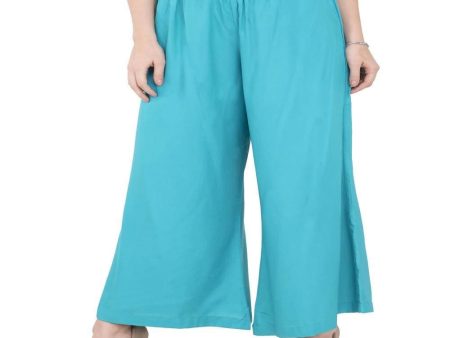 Lagi Women s Turquoise Blue Solid Palazzo (PLZ04H) Cheap