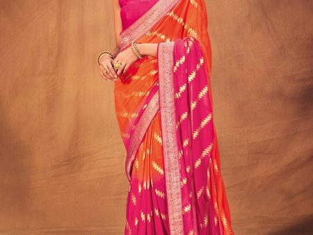 Saree Mall Striped Woven Design Zari Pure Georgette Sarees Fashion