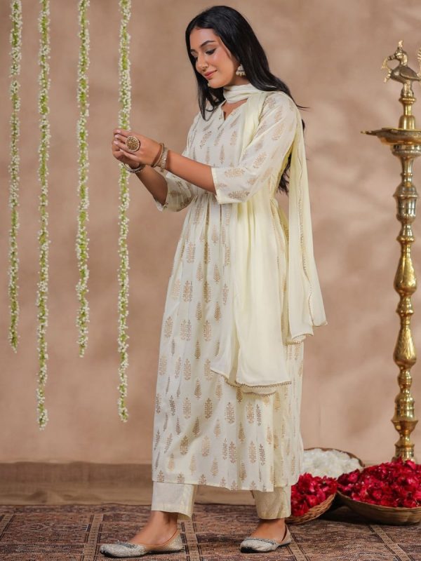 Anubhutee Ethnic Motifs Pure Cotton Kurta & Palazzos With Dupatta Fashion