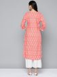 HERE&NOW Pure Cotton Floral Printed Straight Kurta Cheap