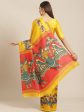 Saree Mall Mustard Yellow & Blue Printed Saree Online now