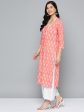 HERE&NOW Pure Cotton Floral Printed Straight Kurta Cheap