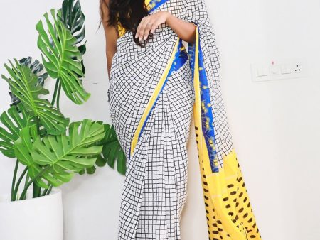 Saree Mall Checked Pure Cotton Bagh Sarees For Cheap