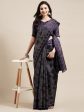 Saree Mall Navy Blue & Grey Floral Art Silk Bhagalpuri Sarees Online Hot Sale