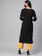 HERE&NOW Women Black Solid Straight Kurta Cheap