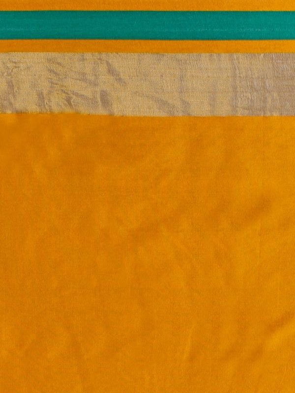 Saree Mall Mustard & Green Silk Cotton Colourblocked Kanjeevaram Saree Supply