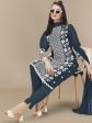 HERE&NOW Floral Embroidered Chikankari Kurta with Trousers & Dupatta Hot on Sale