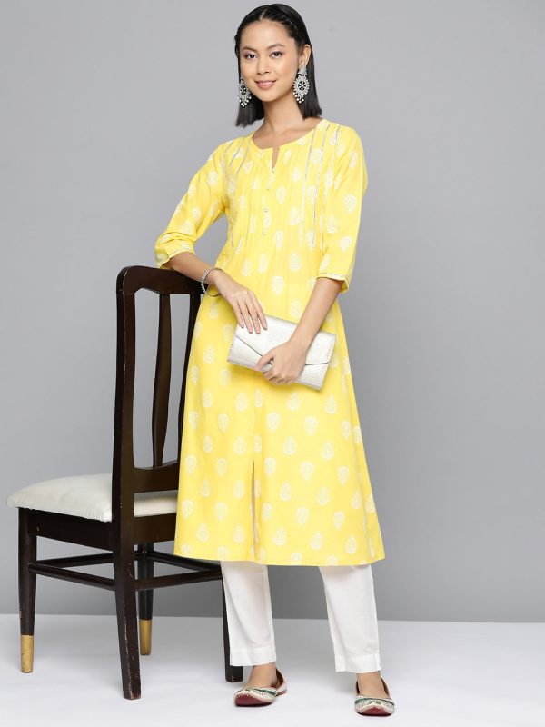 HERE&NOW Ethnic Motifs Printed A-Line Kurta Online Hot Sale