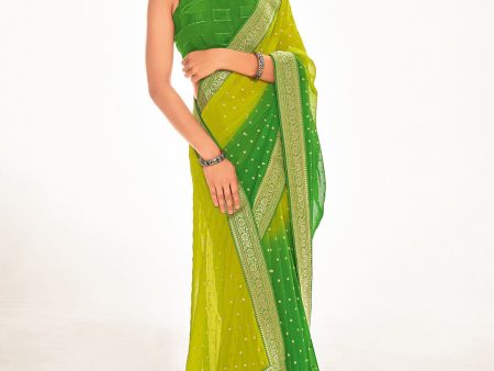 Saree Mall Green & Yellow Ethnic Motifs Embroidered Silk Blend Mangalagiri Sarees Online Sale