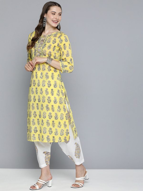 HERE&NOW Motifs Printed Regular Pure Cotton Kurta with Salwar & With Dupatta Sale