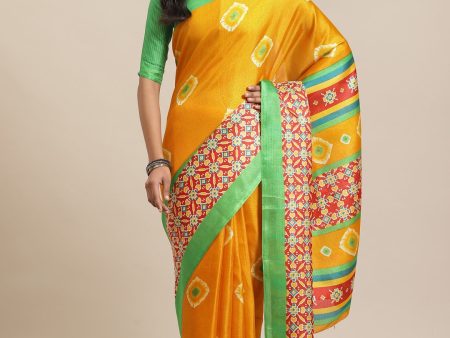 Saree Mall Mustard Yellow Dyed Saree Online Hot Sale