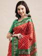 Saree Mall Red & Green Bandhani Printed Saree Supply