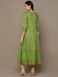 HERE&NOW Green & Maroon Ethnic Motifs Printed A-Line Kurta on Sale