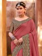 Saree Mall Zari Mauve & Purple Silk Blend Sarees Online now