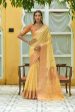 Vishnu Weaves Women s Yellow Pure Cotton Zari Woven Saree with Blouse Sale