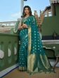 Delightful Designer Turquoise Color Organza Silk Saree With Weaving Work - Yomika Fashions Discount