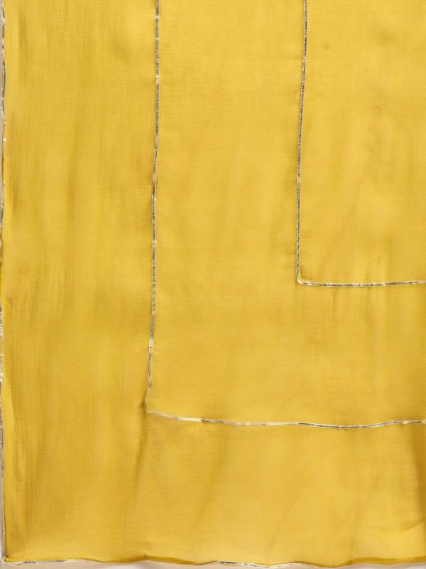 Anouk Women Mustard Yellow Yoke Design Chanderi Silk Kurta with Palazzos & Dupatta Online now