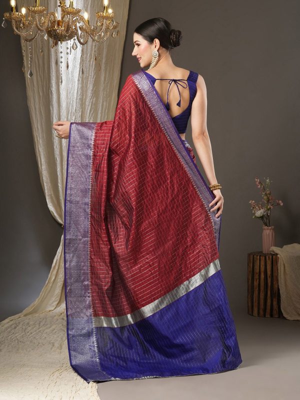 Saree Mall Checked Zari Festive Sarees Fashion