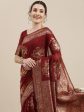 Saree Mall Maroon Floral Linen Blend Banarasi Saree Cheap