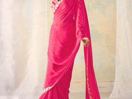 Saree Mall Checked Gotta Patti Pure Georgette Sarees Online Hot Sale