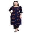 Lagi Women s Blue Printed Straight Kurta & Pant (MC38B) Fashion