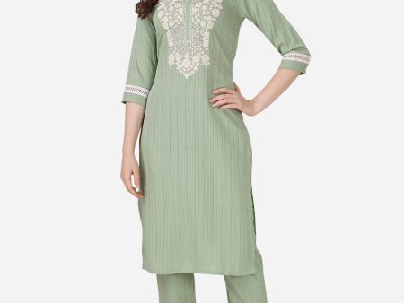 HERE&NOW Ethnic Motifs Yoke Design Kurta with Trousers Online now