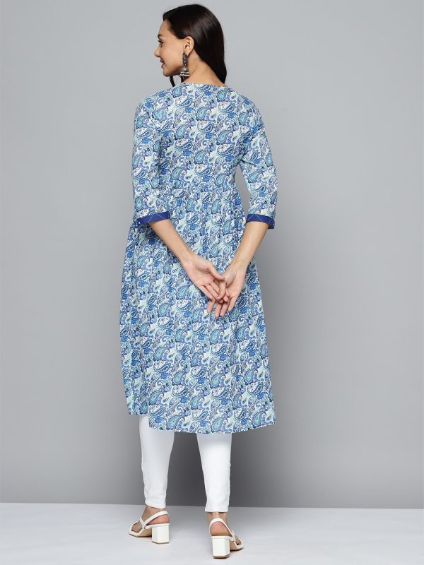 HERE&NOW Paisley Printed Empire A-Line Kurta Sale