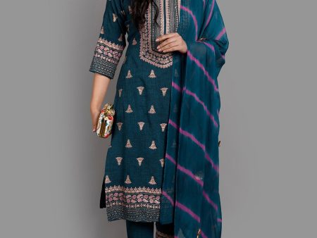 Kalini Ethnic Motifs Embroidered Zardozi Kurta & Trousers With Dupatta Supply