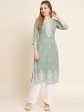 HERE&NOW Ethnic Motifs Embroidered Thread Work Georgette Kurta For Discount