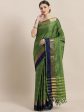 Saree Mall Green & Blue Checked Saree Online Sale