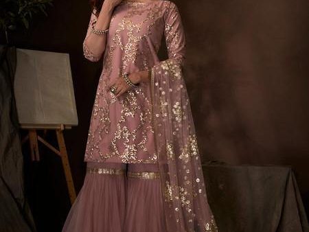 Myra Purple Soft Net Gharara Suit Supply