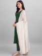 HERE&NOW Green & White Geometric Printed Pure Cotton Kurta With Trousers & Dupatta Supply