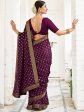 Saree Mall Purple & Gold-Toned Ethnic Motifs Printed Zari Sarees Discount