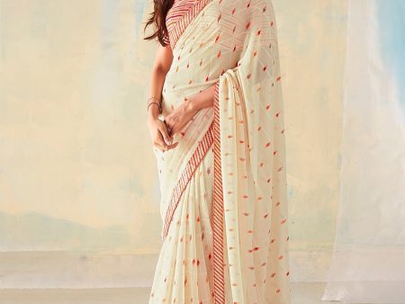 Saree Mall Geometric Printed Gotta Patti Pure Georgette Sarees on Sale