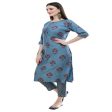 Lagi Women s Turquoise Blue Printed Straight Kurta & Pant (MC39A) Online