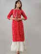 HERE&NOW Red & White Bandhani Printed Gotta Patti Straight Kurta Online