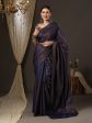 Saree Mall Navy Blue & Gold-Toned Woven Design Zari Silk Blend Banarasi Sarees For Discount