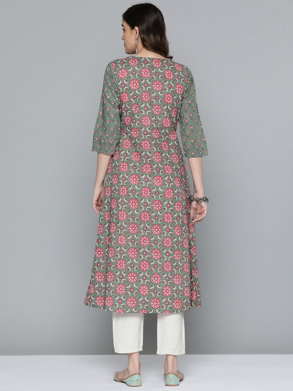 HERE&NOW Pure Cotton Ethnic Motifs Printed Kurta For Discount