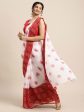 Saree Mall Women White & Red Bandhani Printed Poly Chiffon Sarees For Discount