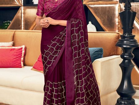 Saree Mall Magenta & Gold-Toned Ethnic Printed Silk Blend Sarees on Sale