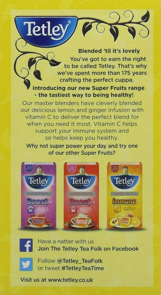 Tetley Fruit Infusions With Lemon And Ginger Tea Bags Supply