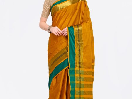 Saree Mall Mustard & Green Silk Cotton Colourblocked Kanjeevaram Saree Supply