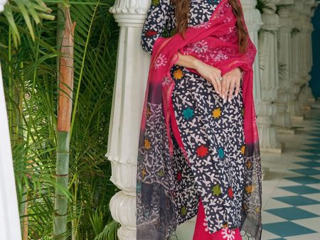 Kalini Ethnic Motifs Batik Printed V-Neck Straight Kurta & Trousers With Dupatta For Sale