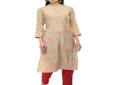 Lagi Women s Pink Printed Straight Kurta & Pant (MC45A) Supply