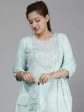 HERE&NOW Green Ethnic Motifs Embroidered Sequined Cotton Kurta Set Fashion